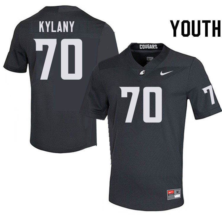 Youth #70 Devin Kylany Washington State Cougars College Football Jerseys Stitched-Charcoal